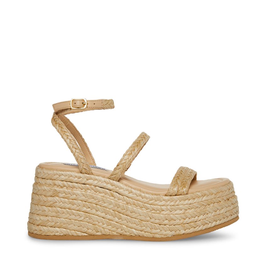 Zapatos Cuña Steve Madden Abundant Natural Raffia Mujer Beige | ES QC9E36